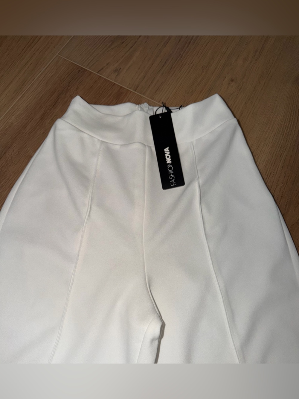 Fashion Nova White High-Waist Wide-Leg Jumpsuit Pants